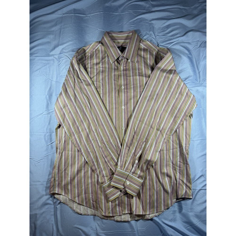 Bugatchi Uomo Men's Striped Long Sleeve Button Size XL